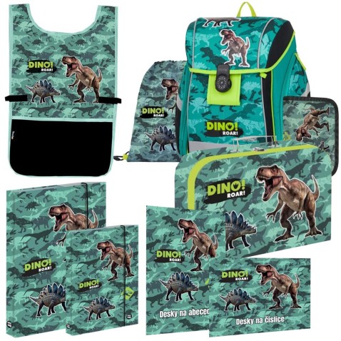 Aktovka pre prvákov Oxybag PREMIUM LIGHT Dino, 9dielny set