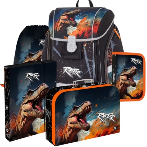 Školská aktovka Oxybag Premium Light Dino Raptor – 5-dielny set