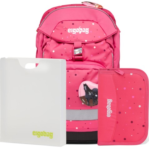 Školský set Ergobag prime Pink confetti 2023 batoh+peračník+dosky