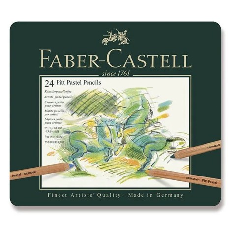 Umelecké pastely Faber-Castell Pitt Pastel - plechová škatuľka - 24 farieb