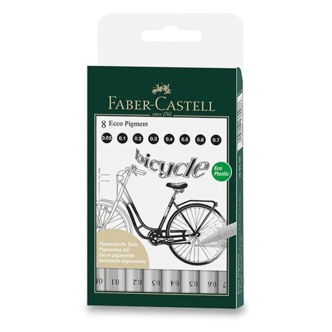 Popisovače Faber-Castell Ecco Pigment - 8 ks, čierne