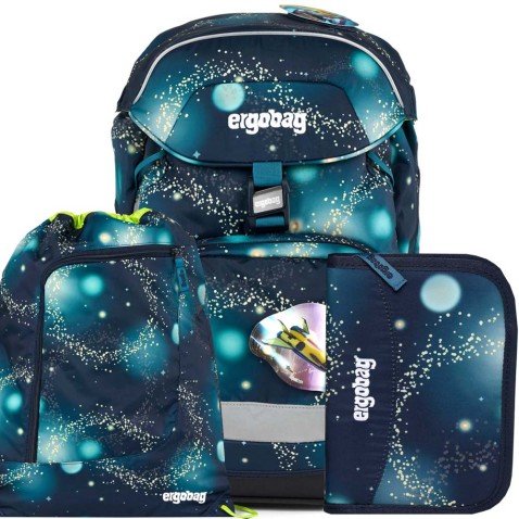 Školská taška pre prváka Ergobag Prime Galaxy space SET