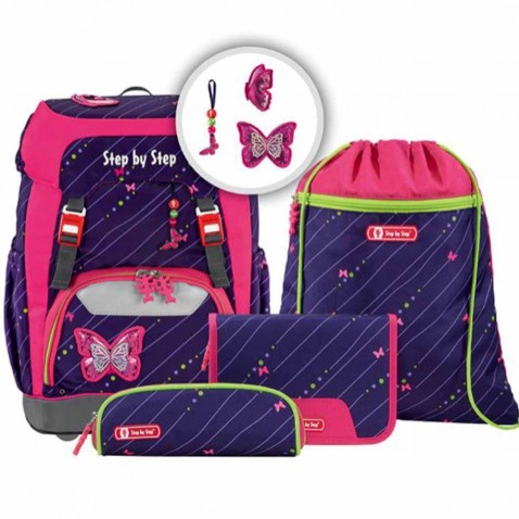 Školský batoh Step by Step GRADE Trblietavý motýľ SET