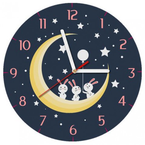 Detské nástenné hodiny Zajaci na mesiaci