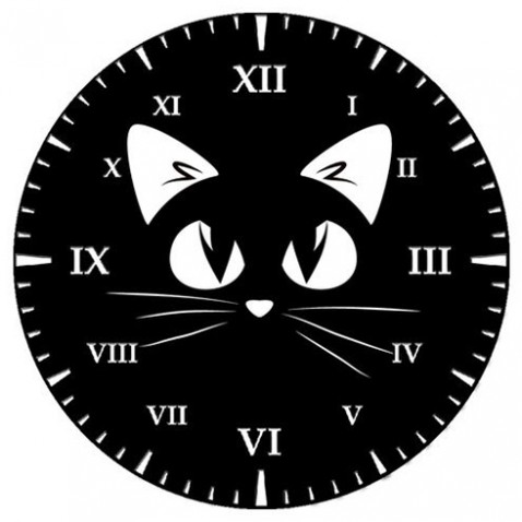 Detské nástenné hodiny Čierna mačička