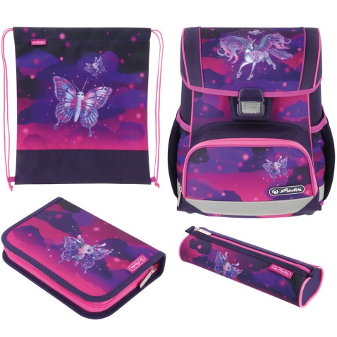 Školská taška pre prváka Herlitz Loop Plus Magic Unicorn 4d. set
