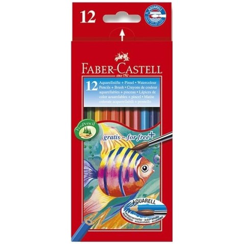 Akvarelové pastelky Faber-Castell 12 farieb + štetec