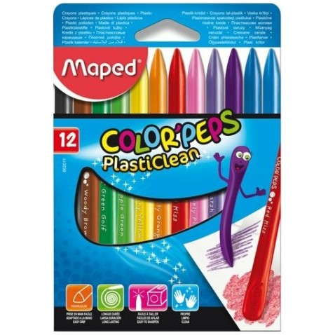 Plastové pastely Maped Color'Peps Plasticlean 12 farieb trojhranné