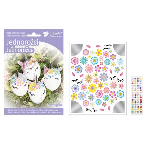Sada na dekorovanie na 4ks vajíčok - jednorožec