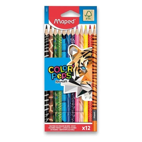 Pastelky Maped Color'Peps Animals - 12 farieb