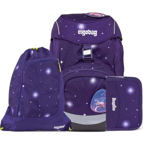 Školský batoh Ergobag prime Galaxy fialový 2021 SET