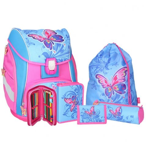 Školská taška SPIRIT Pro light Motýľ SET