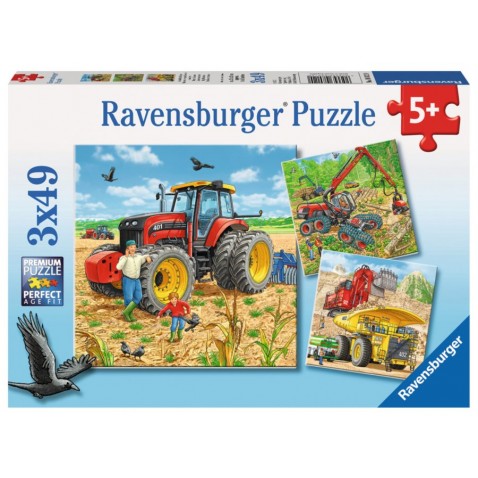 Puzzle Veľké stroje 3x49 dielov