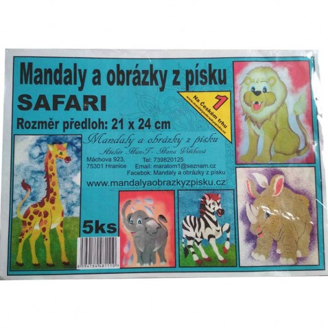 Maľovanie z piesku šablóny 5 ks Safari