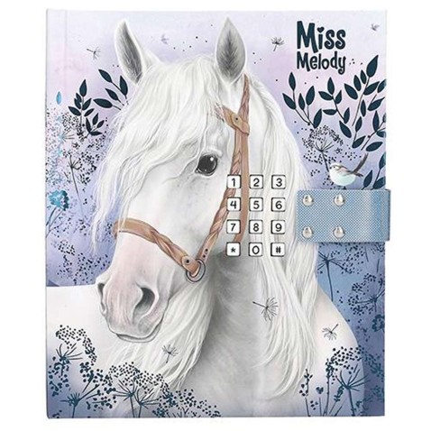 Zápisník na kód Miss Melody, biely koník