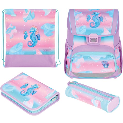 Školská taška pre prváka Herlitz Loop Plus Morský koník 4d. set