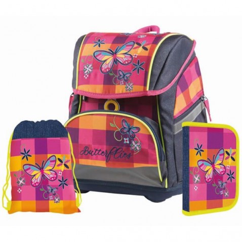 Školská taška Premium Flexi Motýľ - SET