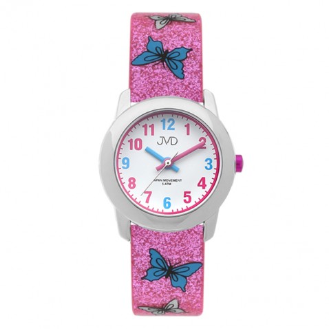 Náramkové hodinky JVD Basic ružové Motýlci