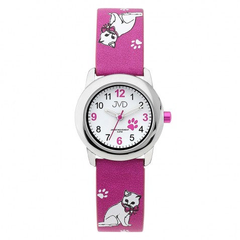 Náramkové hodinky JVD ružové Mačičky