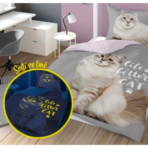 Obliečky Mačka life svietiace