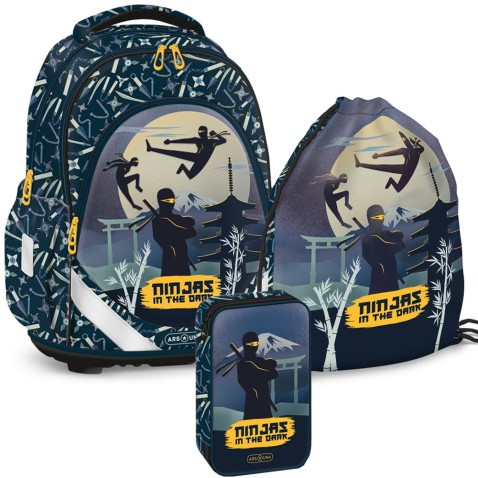Batoh do školy Ars Una Ninjas in the dark, 3dielny set