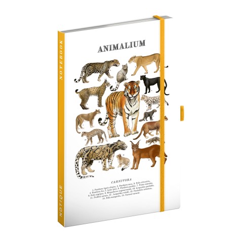 NOTIQUE Zápisník Animalium – Mačkovité šelmy, linajkovaný, 13 x 21 cm