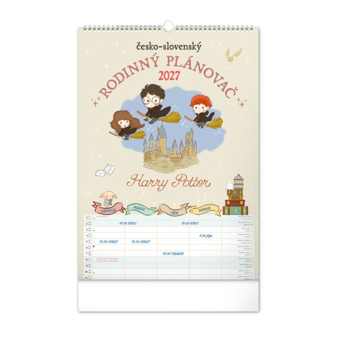 NOTIQUE Nástenný kalendár Rodinný plánovací Harry Potter XL 2027, 33 x 46 cm