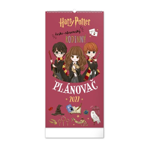NOTIQUE Nástenný kalendár Rodinný plánovací Harry Potter 2027, 21 × 42 cm