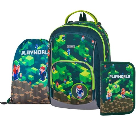 Batoh OXY GO Playworld 25, 3dielny set s poškodeným zipsom