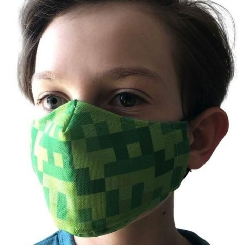 Detské rúško zelená kocka  Minecraft