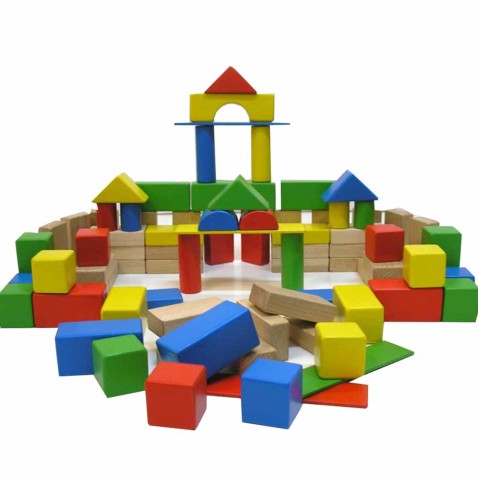 Drevená stavebnica Kocky farebné