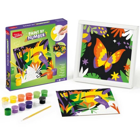 Kreatívne tvorenie Maped Creativ Paint by number - tukan a motýľ