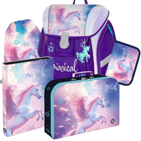 Školská aktovka Oxybag Premium Light Pegas Magical – 5-dielny set