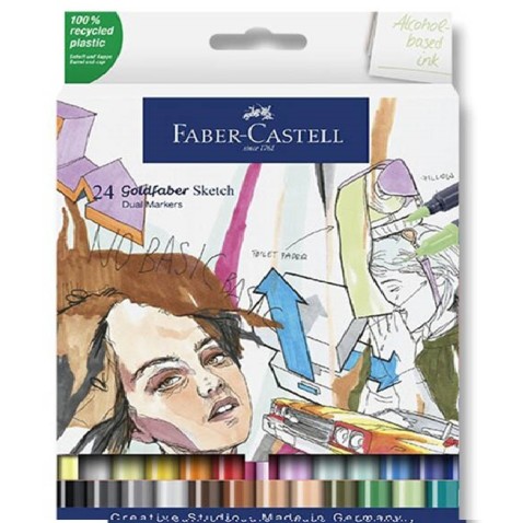 Popisovač Faber-Castell goldfaber sketch dual maker - sada 24 farieb