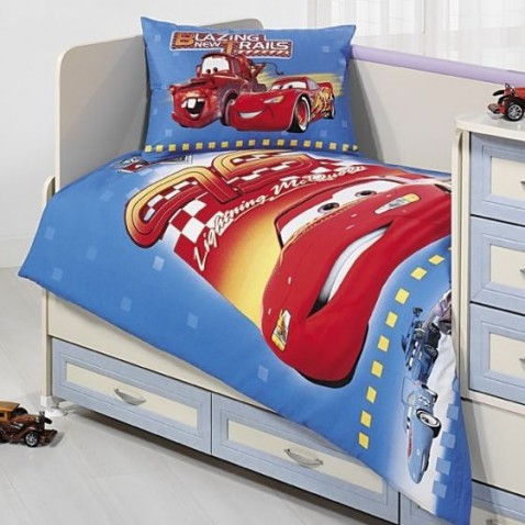 Obliečky do postieľky Matějovský Autíčka modrá Bavlna deluxe