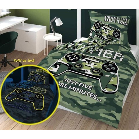 Svietiace obliečky Gamer Army