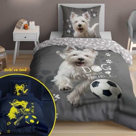 Svietiace obliečky Pes futbalista