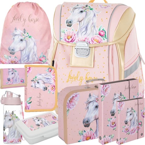 Školská taška Oxybag PREMIUM Light Kôň romantic 9dielny set