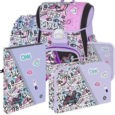 Školská aktovka Oxybag Premium Funny Girl – 5-dielny set