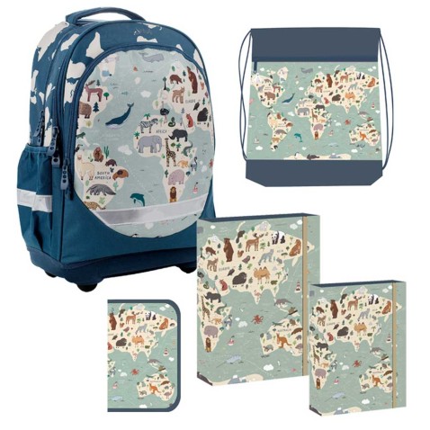 Školská taška Reybag World Map, 5dílný set