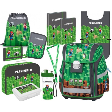 Školská taška pre prvákov Oxybag PREMIUM LIGHT Playworld 11dielny set