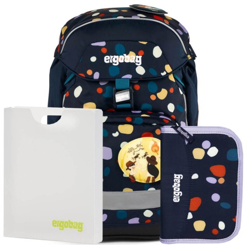 Školský batoh pre prváka Ergobag Prime Mosaic SET batoh+peračník+dosky