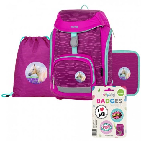 Školská taška OXY Sherpy Pink, 4dielný set