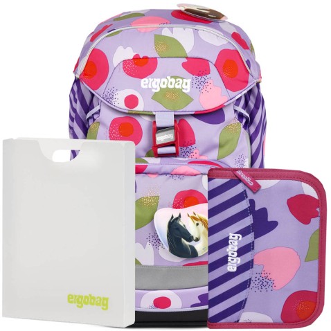 Školský batoh pre prváka Ergobag Prime Flower SET batoh+peračník+dosky