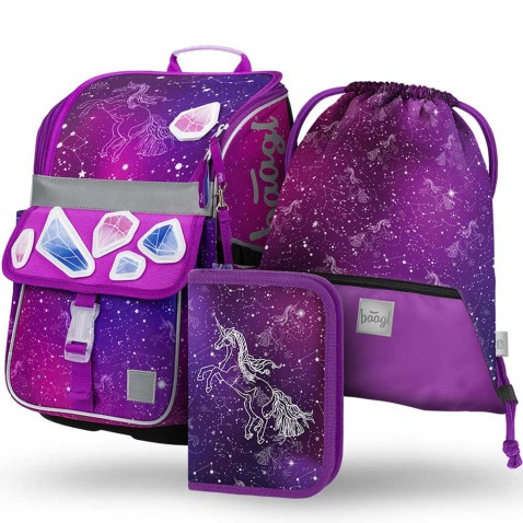 Školský set BAAGL Zippy Unicorn Universe - Kreativ taška + peračník + vrecko