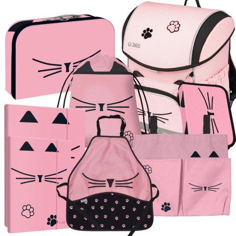 Školská taška pre prváka Stil Smile Cat lady 8dielny set