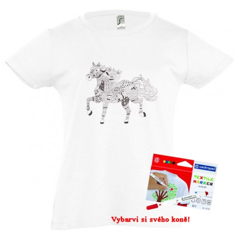 Mandala kôň - tričko k vymaľovániu