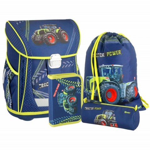 Školská aktovka Spirit Traktor, 4dielny set