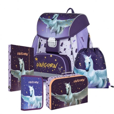 Školská taška Oxybag PREMIUM Unicorn Pegas 5dielny set