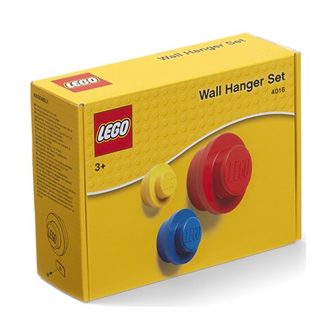 LEGO vešiak na stenu, 3 ks - žltá, modrá, červená